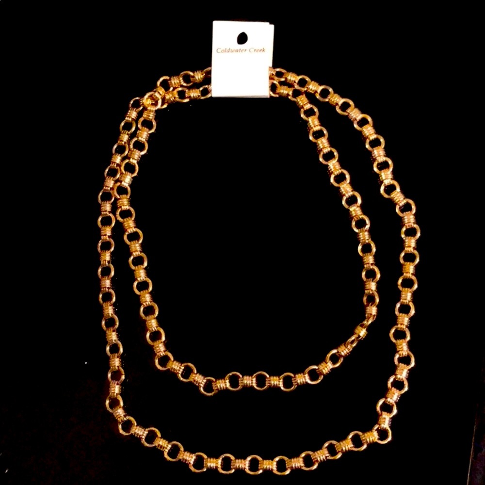 New! Beautiful Goldtone LONG Chain Necklace